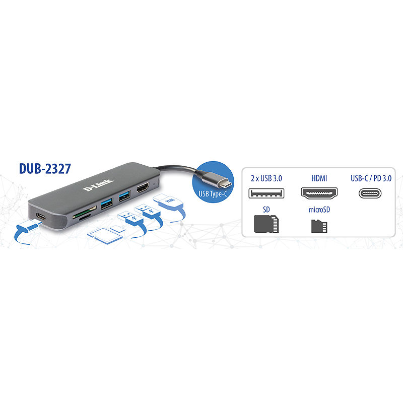 D-Link DUB-2327 dockingstation Ledningsført USB Type-C Grå
