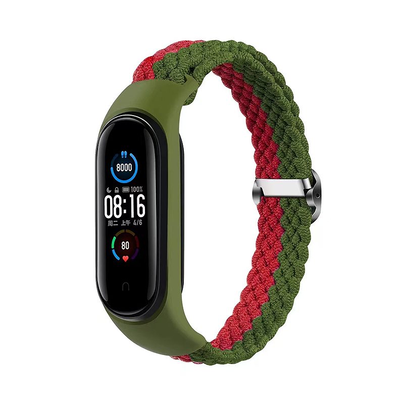 BRAIDED BAND SMART BAND M5/M6/M7 GREEN-RED