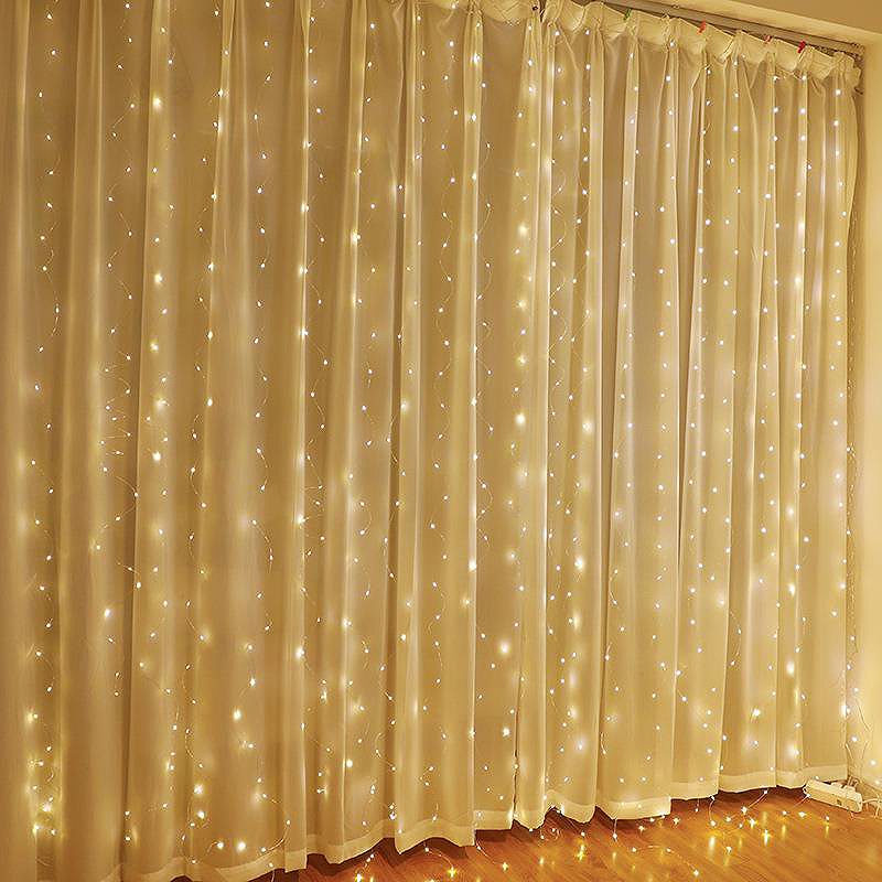 LED CURTAIN (100 LED LAMPS) 3Mx1M WARM WHITE