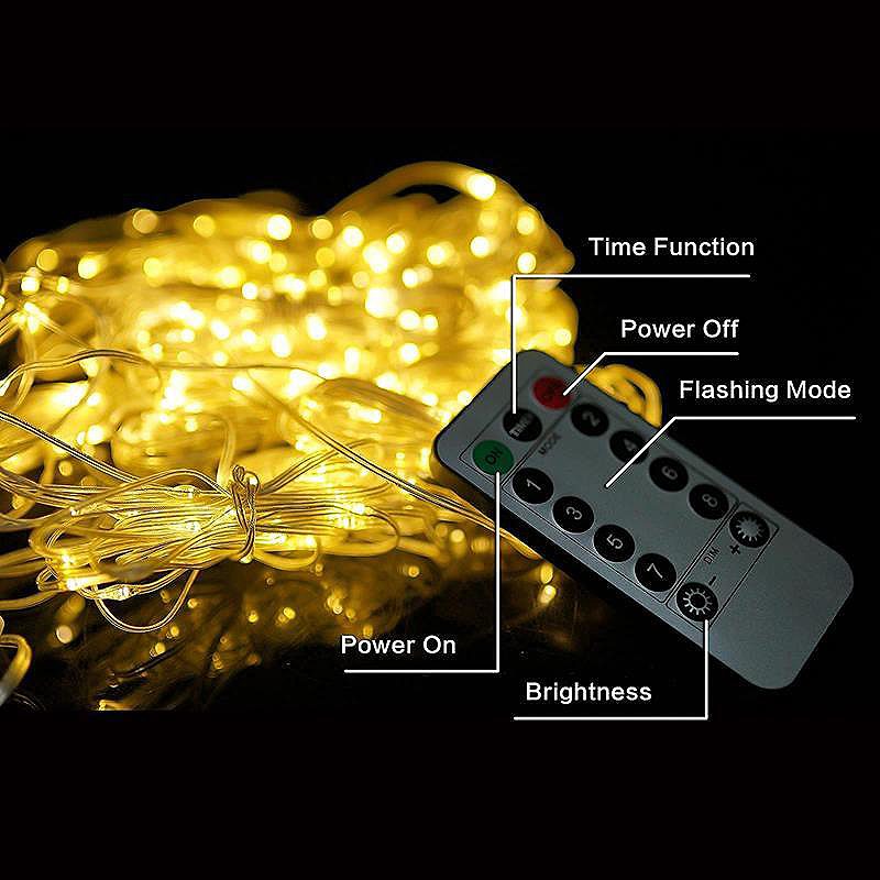 LED CURTAIN (100 LED LAMPS) 3Mx1M WITHOUT PENDANT WARM WHITE - Billede 3