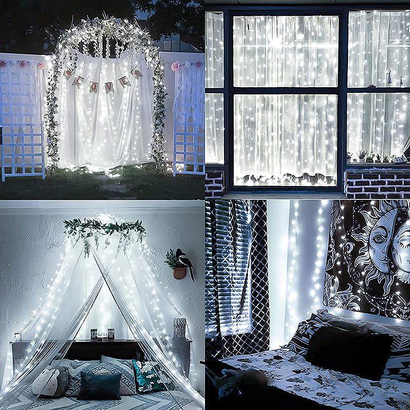 LED CURTAIN (100 LED LAMPS) 3Mx1M WITHOUT PENDANT COLD WHITE - Billede 4