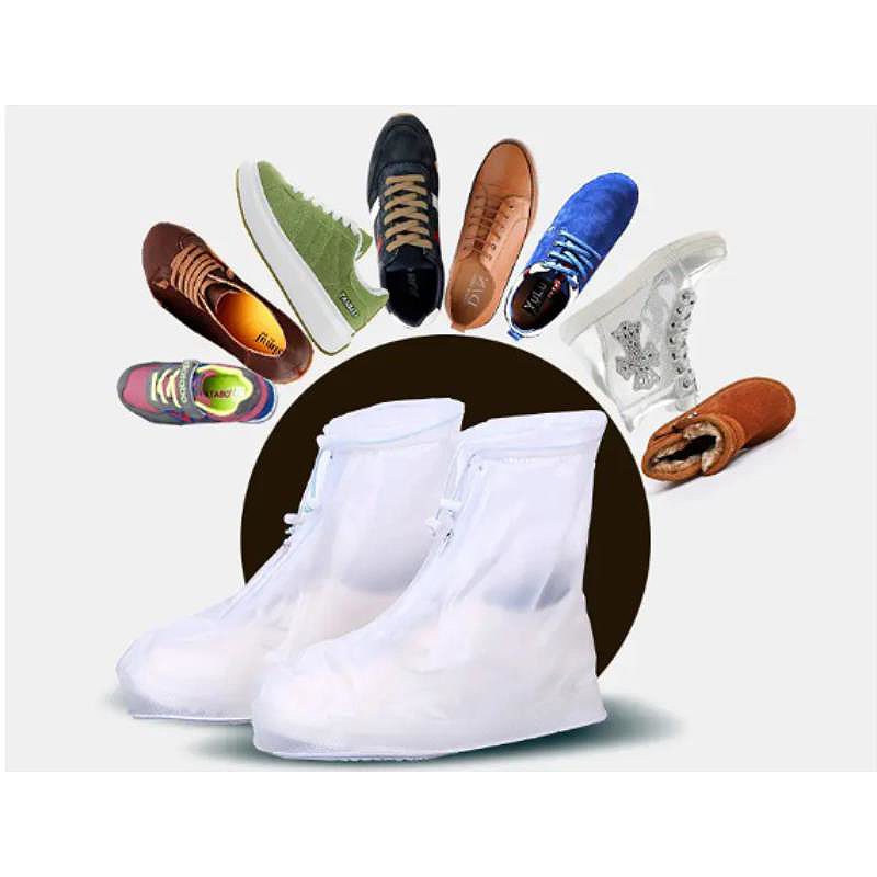 RAINPROOF SHOE COVERS L (39-40) WITH A ZIPPER WHITE - Billede 3