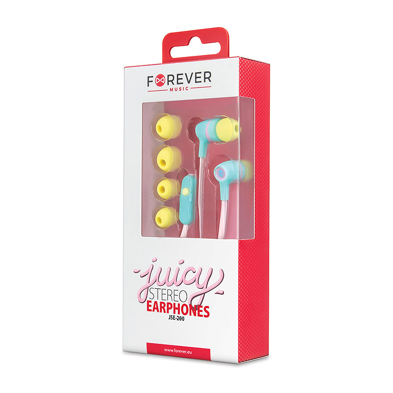 Forever wired earphones JSE-200 jack 3,5mm pink pastel - Billede 3