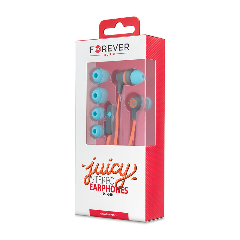 Forever wired earphones JSE-200 jack 3,5mm orange active - Billede 3