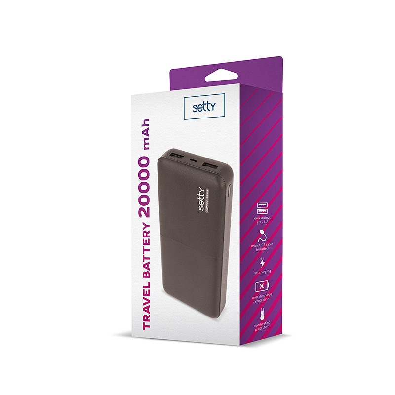 Setty power bank 20000 mAh SPB-20 black - Billede 2