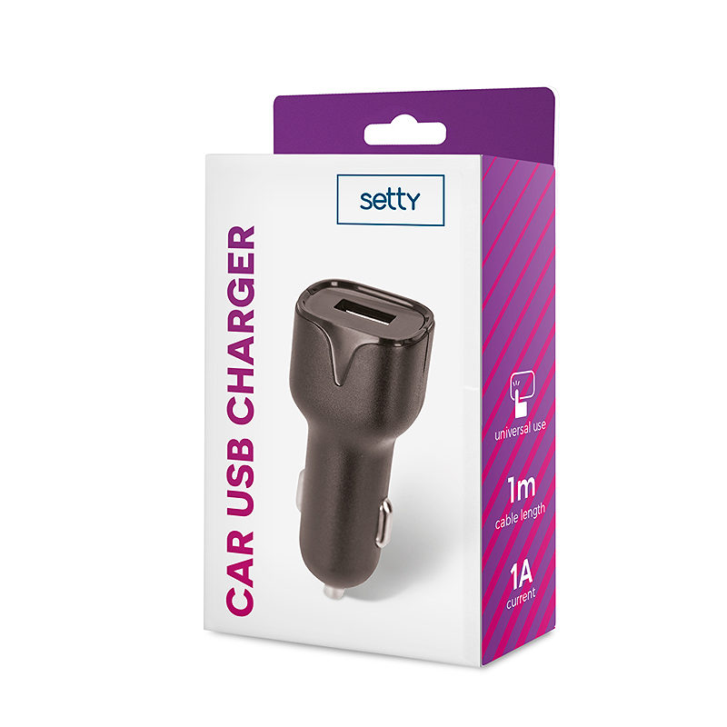 Setty car charger 1x USB 1A black - Billede 2