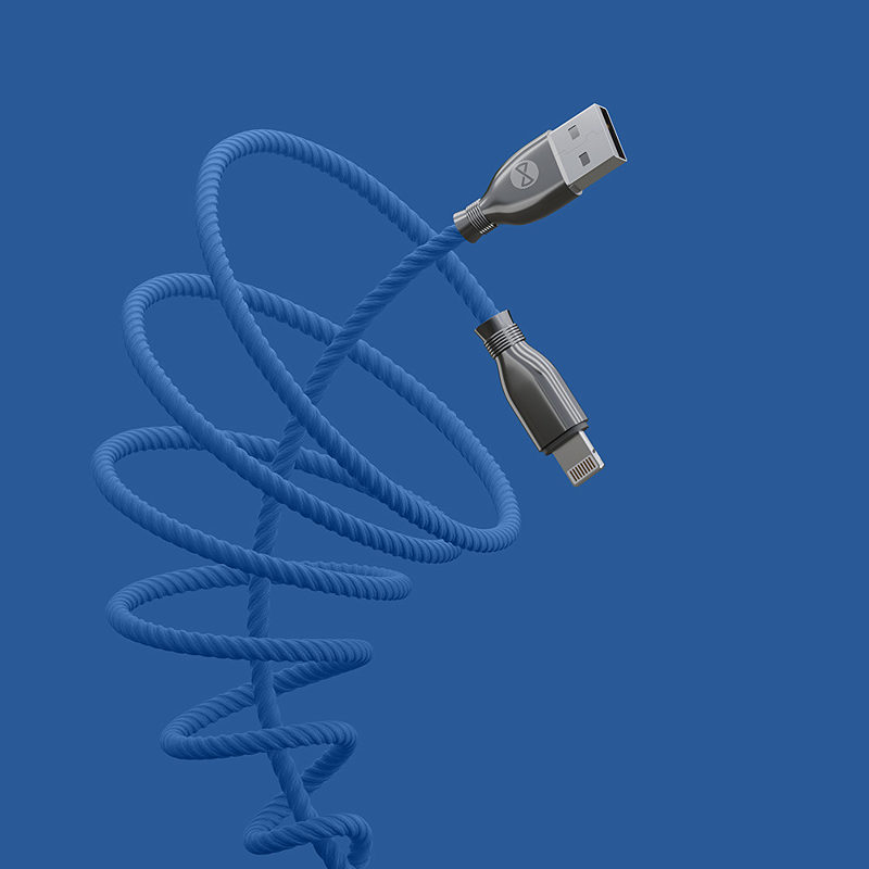 Forever Tornado cable USB - Lightning 1,0 m 3A navy blue - Billede 4
