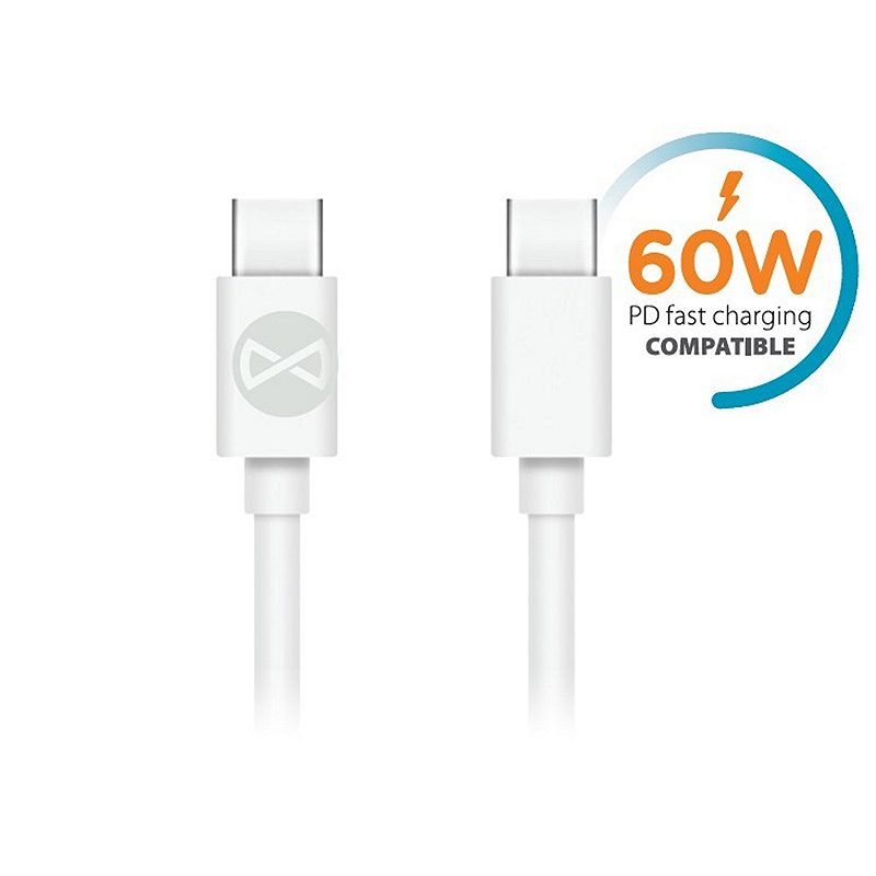Forever cable USB-C - USB-C 1,0 m 60W white
