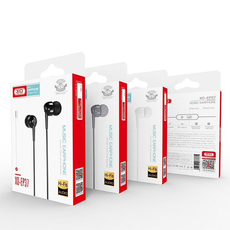 XO wired earphones EP37 jack 3,5mm white - Billede 2