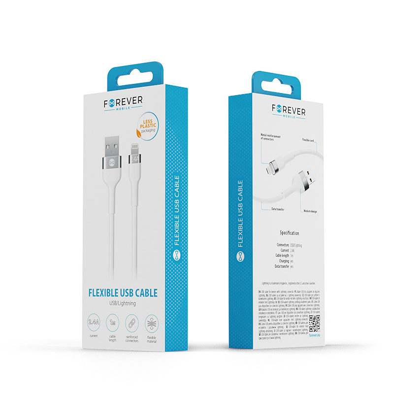 Forever Flexible cable USB - Lightning 1,0 m 2.4A white - Billede 4