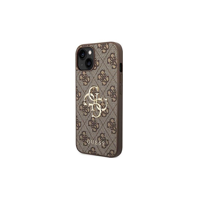 Guess case for iPhone 14 6,1" GUHCP14S4GMGBR brown PU Leather 4G Big Metal Logo