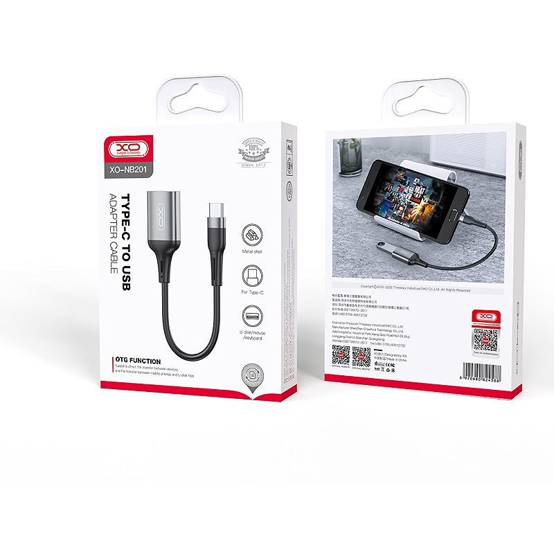 XO adapter OTG NB201 USB - USB-C black - Billede 3