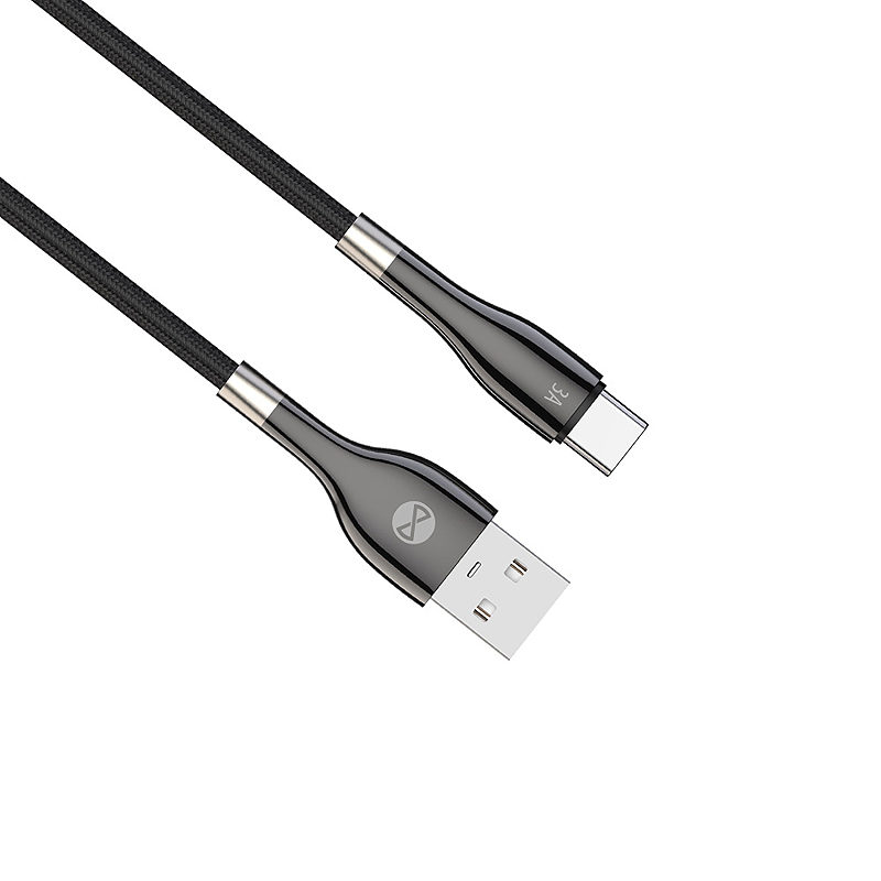 Forever Sleek cable USB - USB-C 1,0 m 3A black - Billede 4