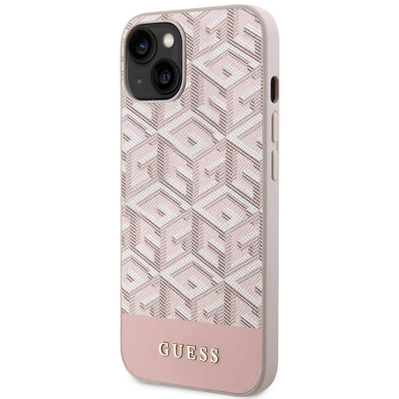 Guess case for iPhone 14 6,1" GUHMP14SHGCFSEP pink harcase Magsafe Gcube PU Stripes - Billede 2