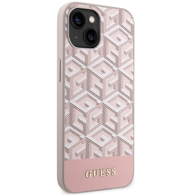 Guess case for iPhone 14 6,1" GUHMP14SHGCFSEP pink harcase Magsafe Gcube PU Stripes - Billede 4