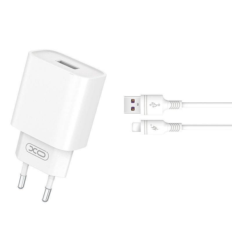 XO wall charger CE02D QC 3.0 18W 1x USB white + Lightning cable