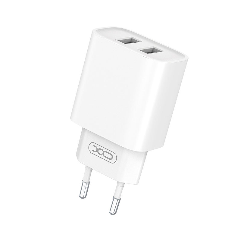 XO wall charger CE02C 2x USB 2,1A white + microUSB cable - Billede 2
