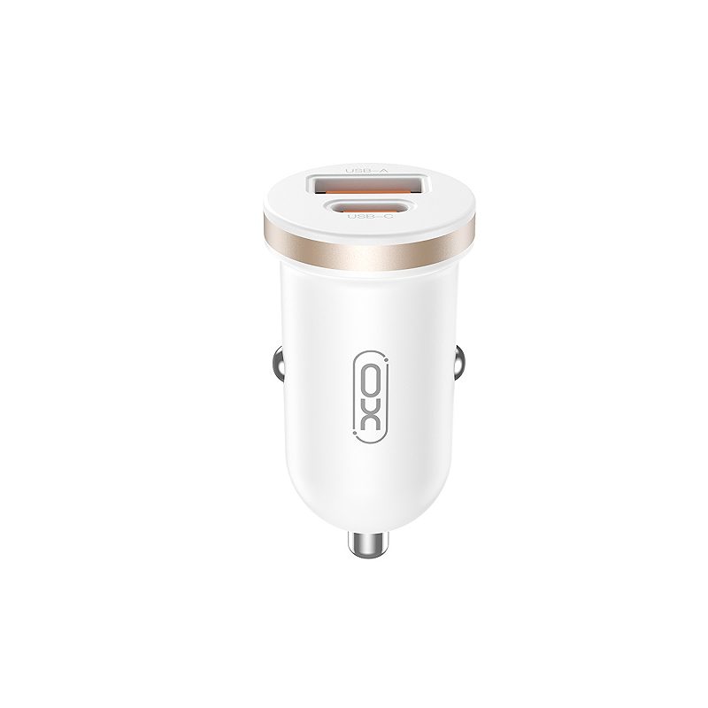 XO car charger CC56 PD 30W QC 1x USB 1x USB-C white