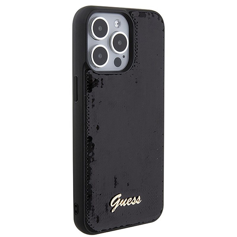Guess case for iPhone 15 Pro Max 6,7" GUHCP15XPSFDGSK black HC Sequin Script Metal - Billede 4