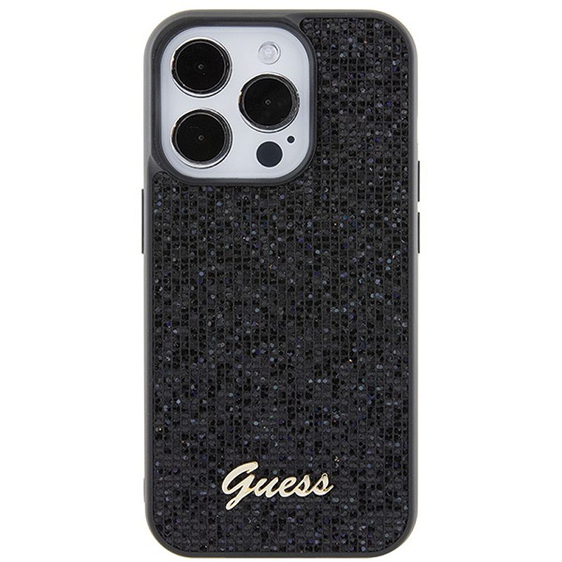 Guess case for iPhone 15 Pro 6,1" GUHCP15LPMSDGSK black HC PU Disco Script Metal - Billede 3