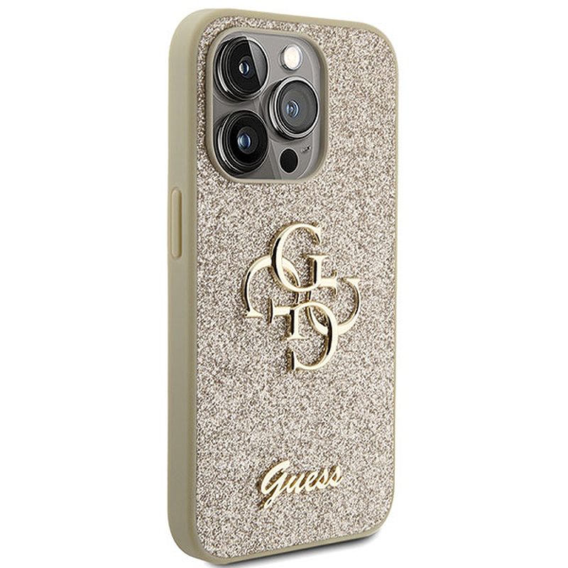 Guess case for iPhone 15 Pro 6,1" GUHCP15LHG4SGD gold HC Fixed Glitter Big 4G - Billede 4