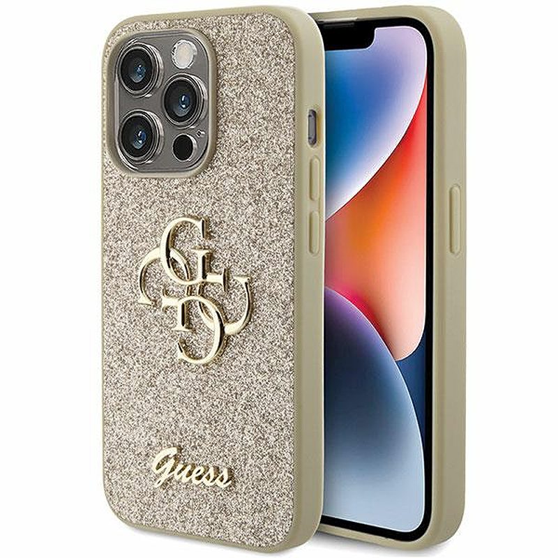 Guess case for iPhone 15 Pro Max 6,7" GUHCP15XHG4SGD gold HC Fixed Glitter Big 4G
