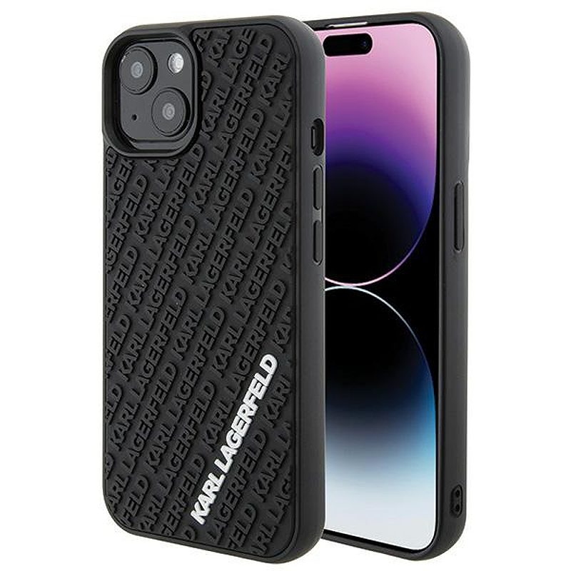 Karl Lagerfeld case for iPhone 15 6,1" KLHCP15S3DMKRLK black HC 3D Multi Logo