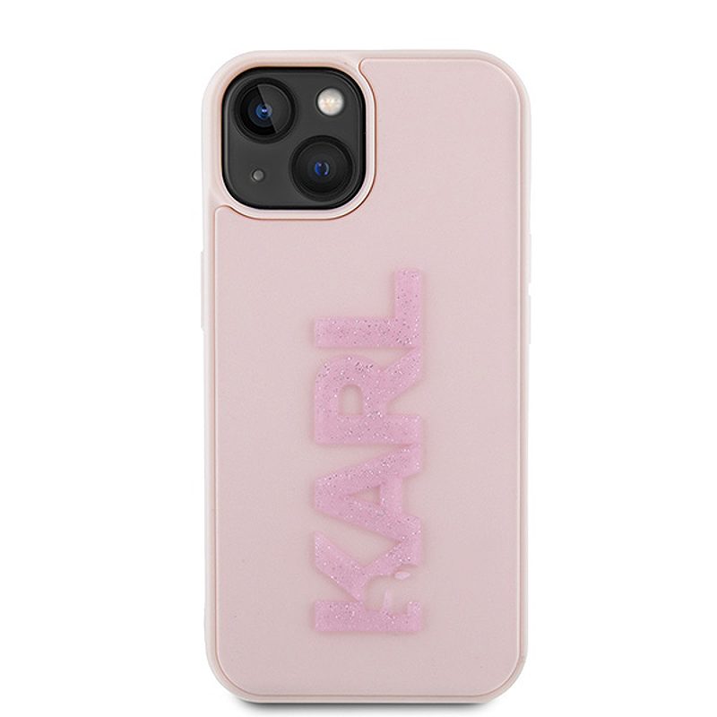 Karl Lagerfeld case for iPhone 15 6,1" KLHCP15S3DMBKCP pink HC 3D Logo Glitter - Billede 3