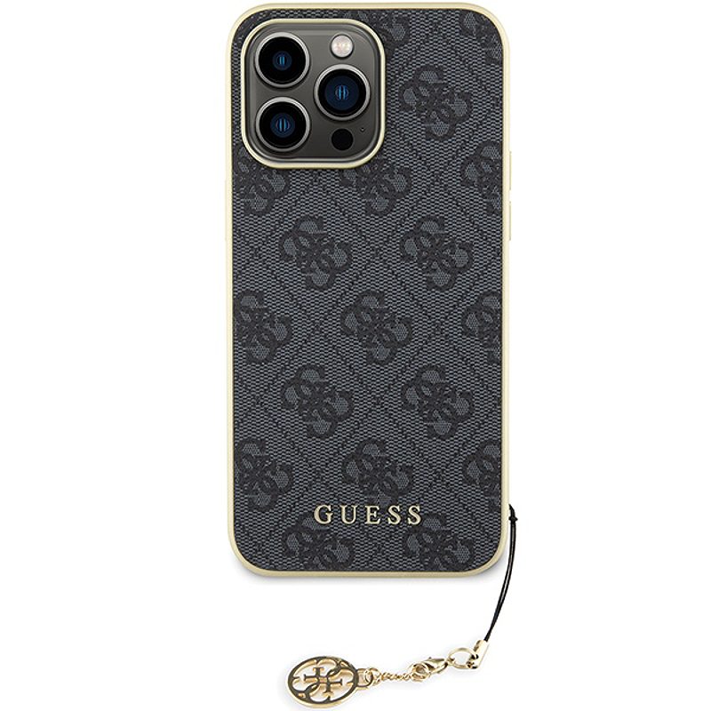 Guess case for iPhone 15 Pro Max 6,7" GUHCP15XGF4GGR gray HC PU 4G Charm - Billede 3
