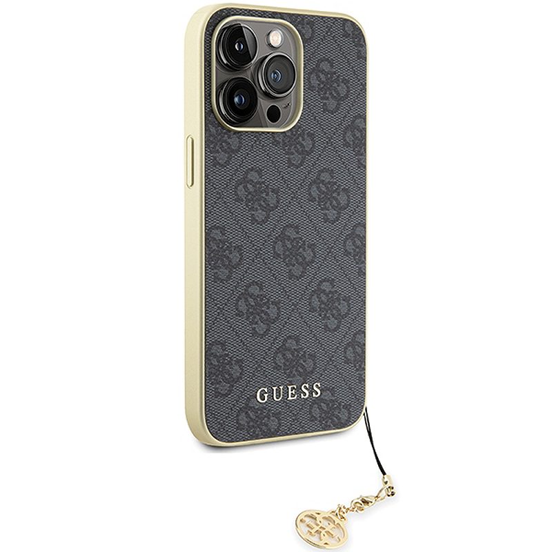 Guess case for iPhone 15 Pro Max 6,7" GUHCP15XGF4GGR gray HC PU 4G Charm - Billede 4