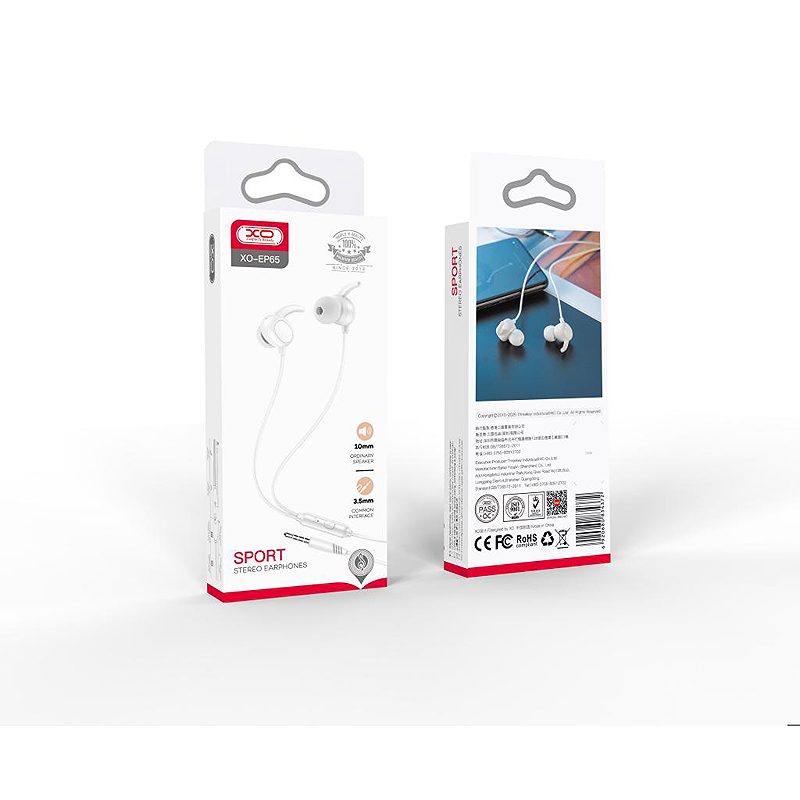 XO wired earphones EP65 jack 3,5 mm white - Billede 2