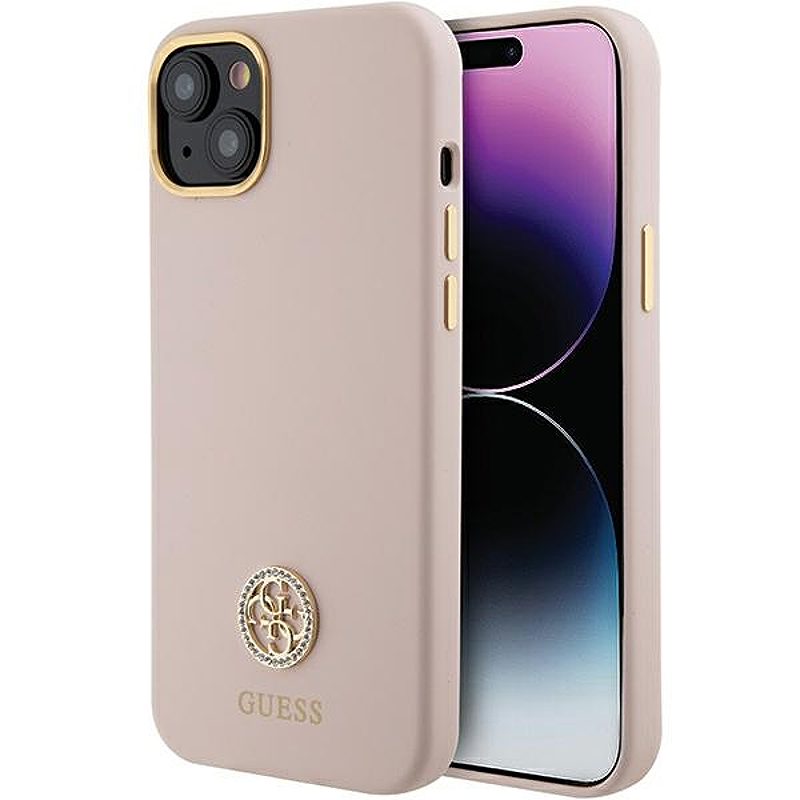 Guess case for iPhone 15 6,1" GUHCP15SM4DGPP pink HC SILICONE LOGO STRASS 4G