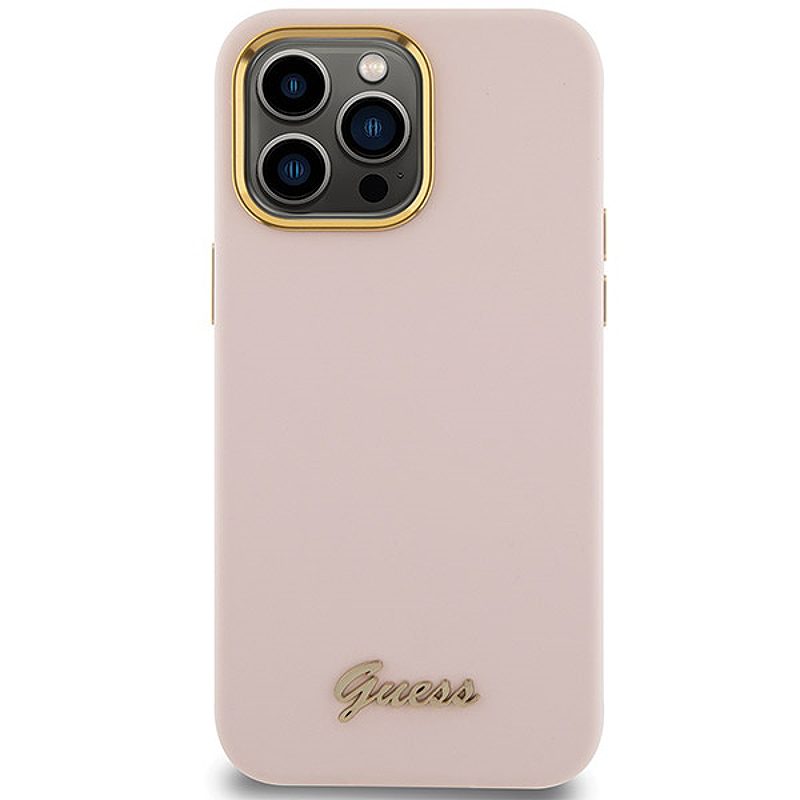 Guess case for iPhone 15 Pro 6,1" GUHCP15LSMBSLP pink HC SILICONE SCRIPT METAL LOGO & FRAME - Billede 3
