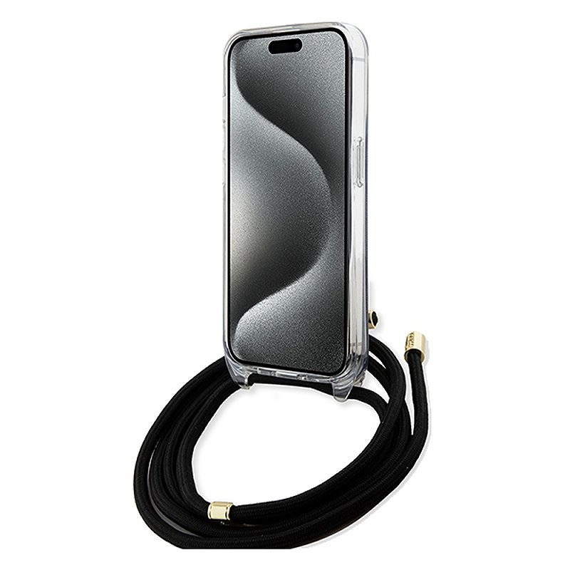 Guess case for iPhone 15 Pro 6,1" GUHCP15LHC4SEK black HC CROSSBODY CORD 4G PRINT - Billede 4