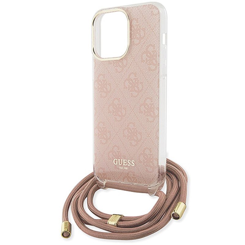 Guess case for iPhone 15 Pro 6,1" GUHCP15LHC4SEP pink HC CROSSBODY CORD 4G PRINT - Billede 5