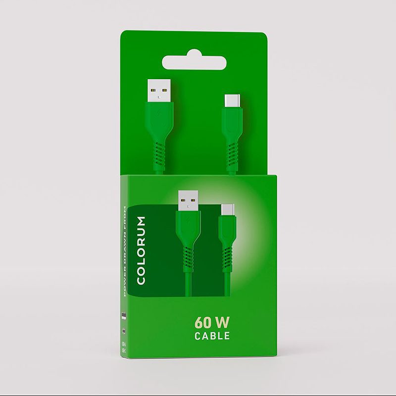 COLORUM cable USB-A - USB-C 1,8m 3A CK60-AC-04 xGreen - Billede 3