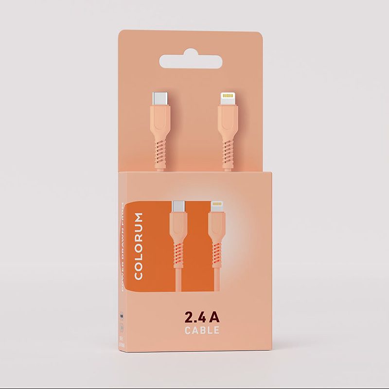 COLORUM cable USB-C - Lightning 1,8m 2,4A CK12-CL-14 x Peach Fuzz - Billede 3