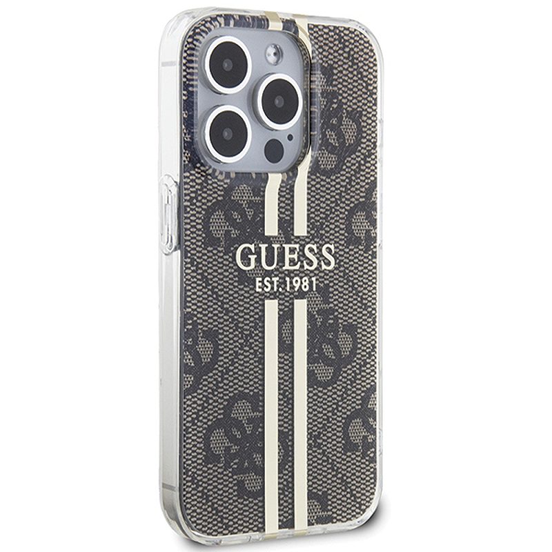 Guess case for iPhone 15 Pro Max 6,7" GUHCP15XH4PSEGW brown HC IML 4G GOLD STRIPE - Billede 4