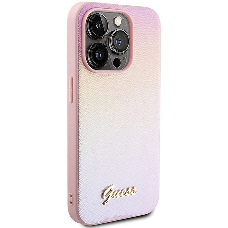 Guess case for iPhone 15 Pro 6,1" GUHCP15LPSAIRSP pink HC PU SAFFIANO IRIDESCENT SCRIPT - Billede 4