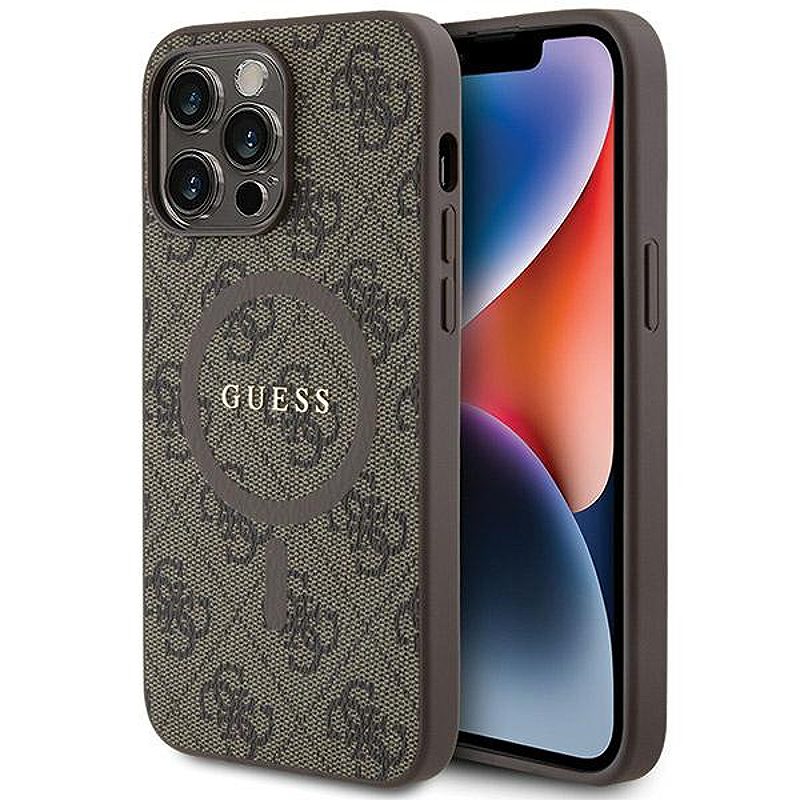 Guess case for iPhone 13 Pro Max 6,7" GUHMP13XG4GFRW brown HC MAGSAFE PU 4G RING CLASSIC LOGO
