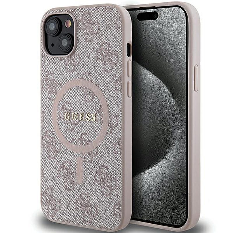 Guess case for iPhone 15 Plus 6,7" GUHMP15MG4GFRP pink HC MAGSAFE PU 4G RING CLASSIC LOGO