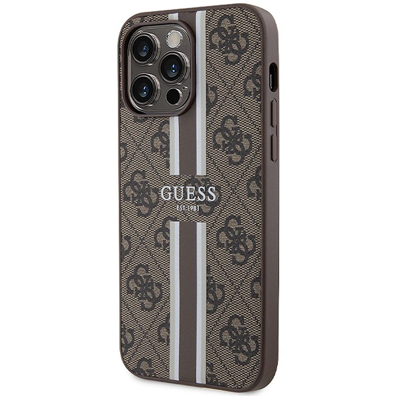 Guess case for iPhone 15 Pro Max 6,7" GUHMP15XP4RPSW brązowa HC MAGSAFE 4G PRINTED STRIPES - Billede 2