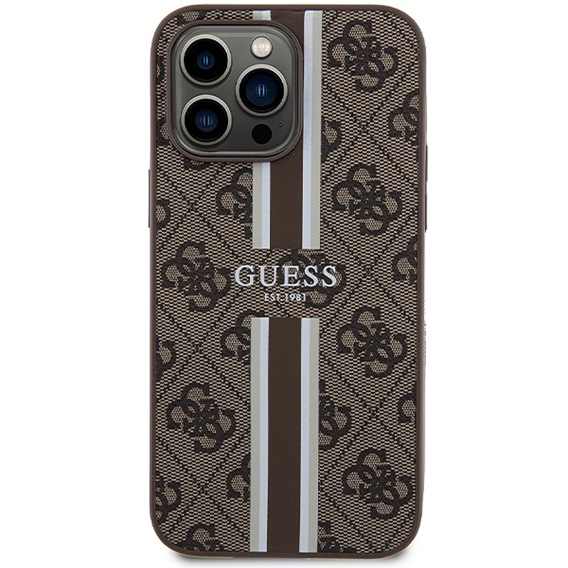 Guess case for iPhone 15 Pro Max 6,7" GUHMP15XP4RPSW brązowa HC MAGSAFE 4G PRINTED STRIPES - Billede 3