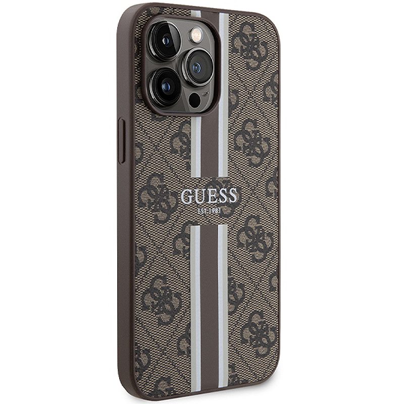 Guess case for iPhone 15 Pro Max 6,7" GUHMP15XP4RPSW brązowa HC MAGSAFE 4G PRINTED STRIPES - Billede 4