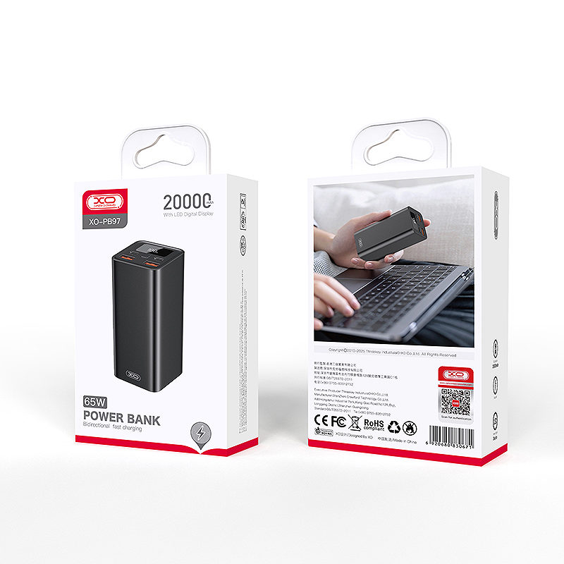 XO laptop power bank PB97 65W 20000mAh black - Billede 2
