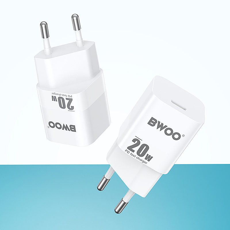 BWOO CDA155 PD wall charger 1x USB-C port 1A 20W white - Billede 3