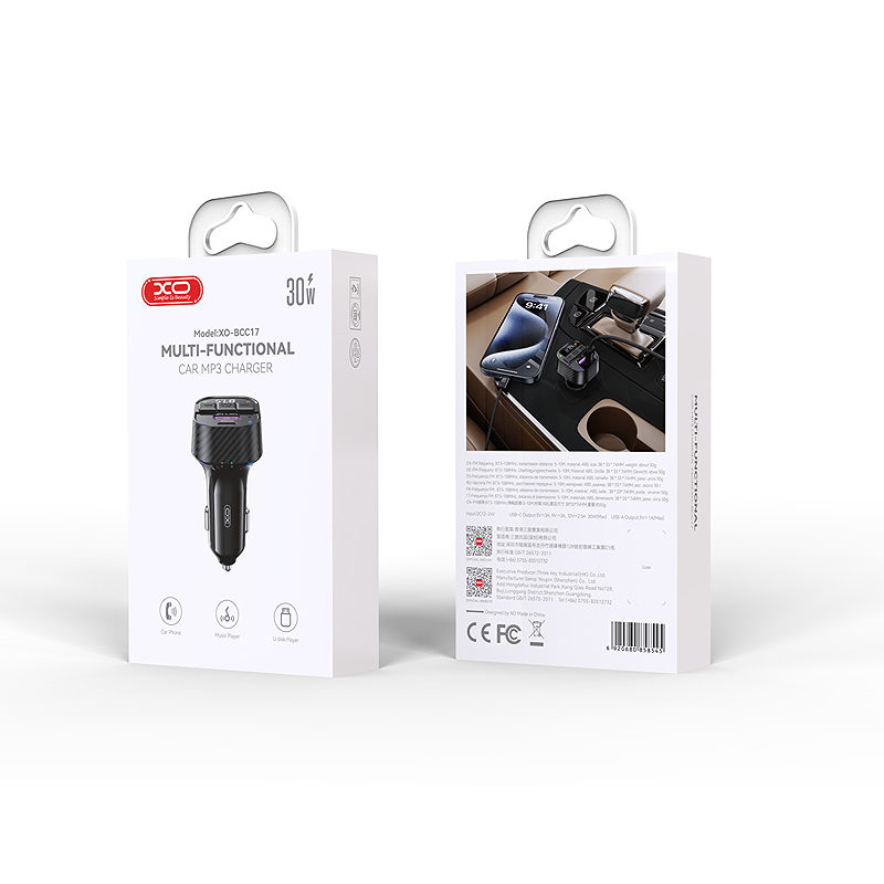 XO transmitter FM BCC17 Bluetooth MP3 car charger 30W black - Billede 4