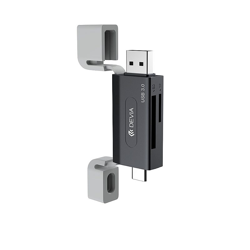Devia card reader 2in1 EL240 USB/USB-C 3.0 black - Billede 2