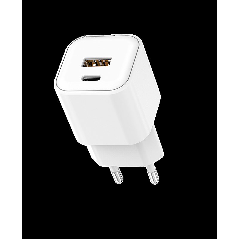 Setty wall charger USB-A + USB-C 20W LSGaN-AC-200 white - Billede 2