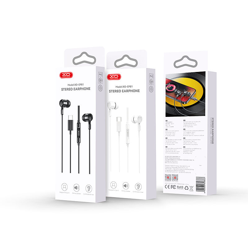 XO wired earphones EP81 USB-C black - Billede 4